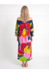 Hand Painted Rayon Off Shoulder Dress